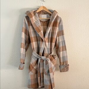a new day Plaid Hooded Cape - Brown and Cream